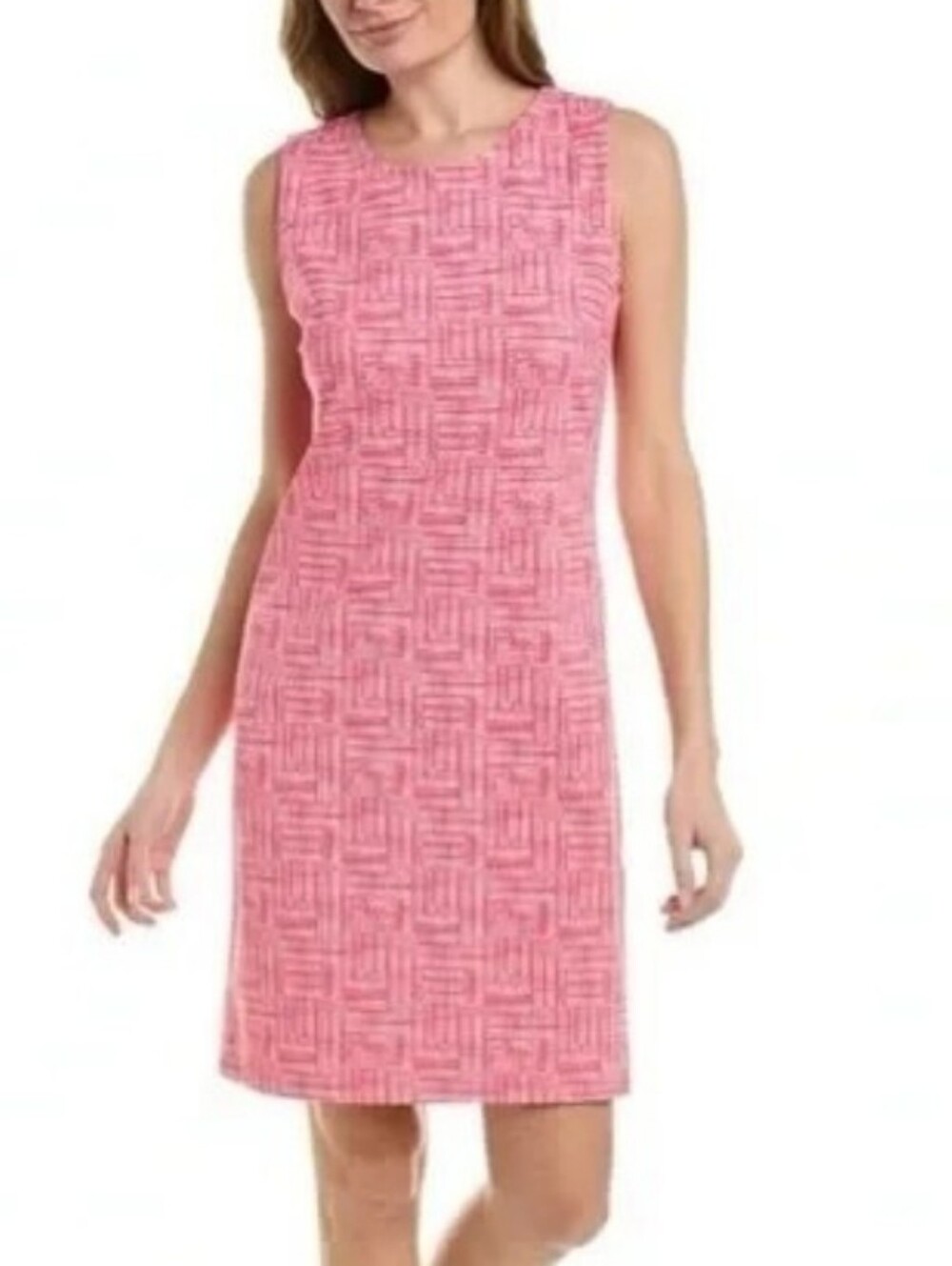 J. McLaughlin Catalina Cloth Pink Geometric Sleeveless Sheath Dress Size Large